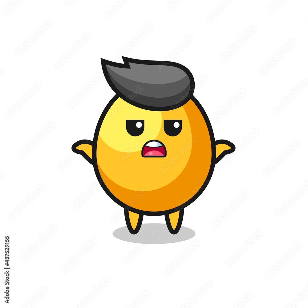 Fototapeta premium golden egg mascot character saying I do not know