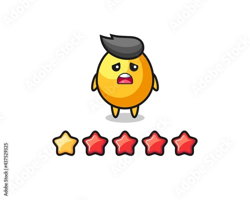 the illustration of customer bad rating, golden egg cute character with 1 star © heriyusuf