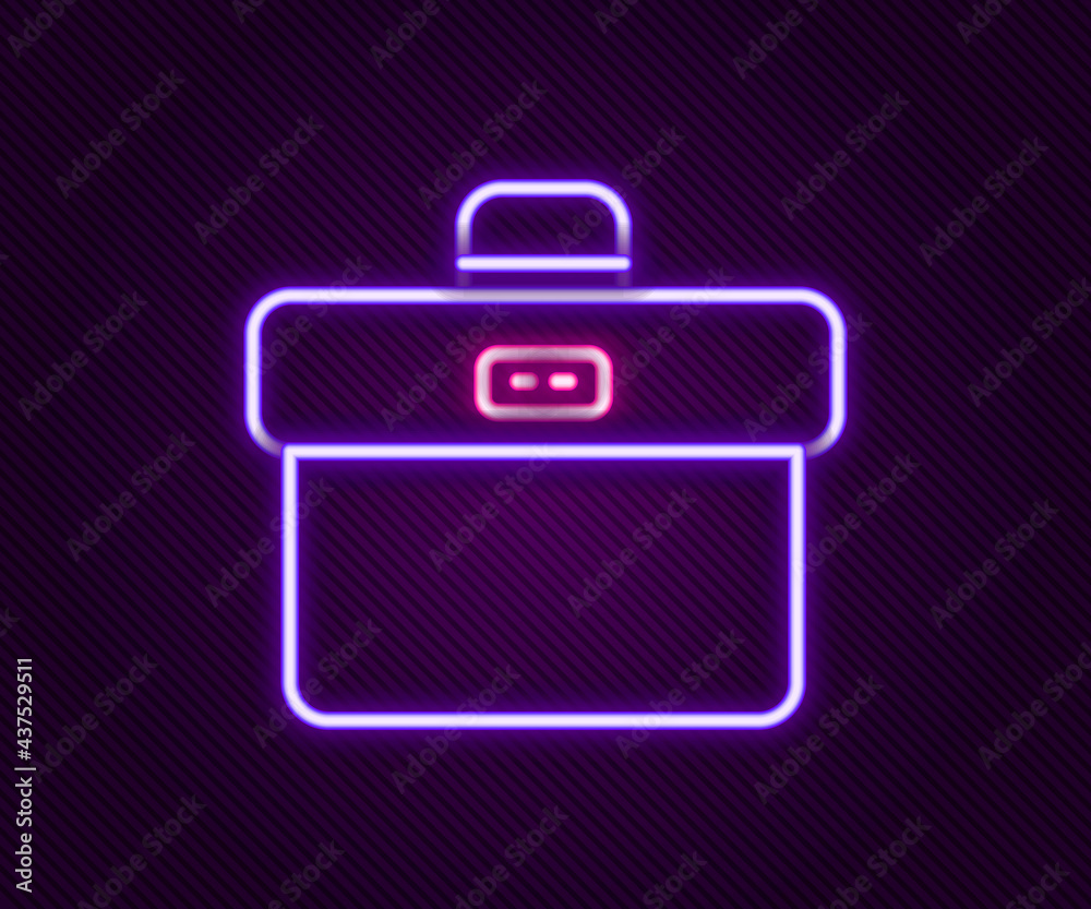 Glowing neon line Briefcase icon isolated on black background. Business case sign. Business portfolio. Colorful outline concept. Vector Glowing neon line Briefcase icon isolated on black background. Business case sign. Business portfolio. Colorful outline concept. Vector