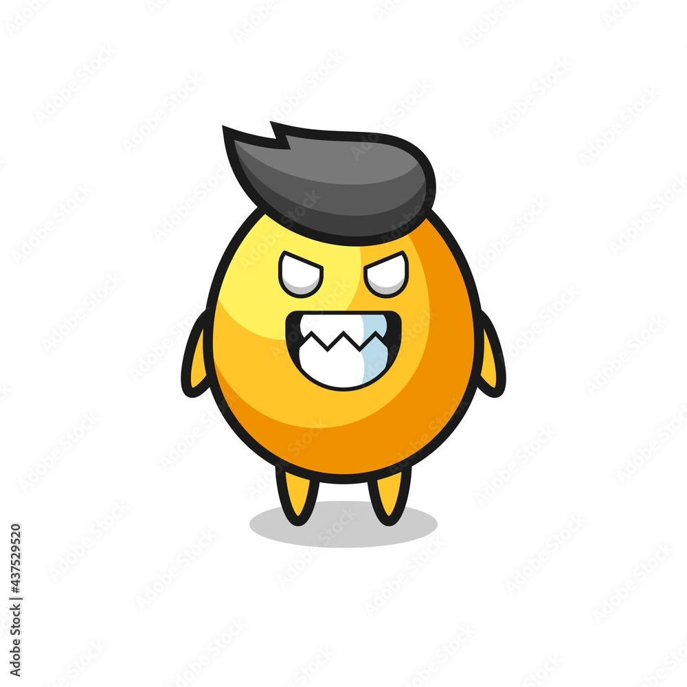 Naklejka premium evil expression of the golden egg cute mascot character