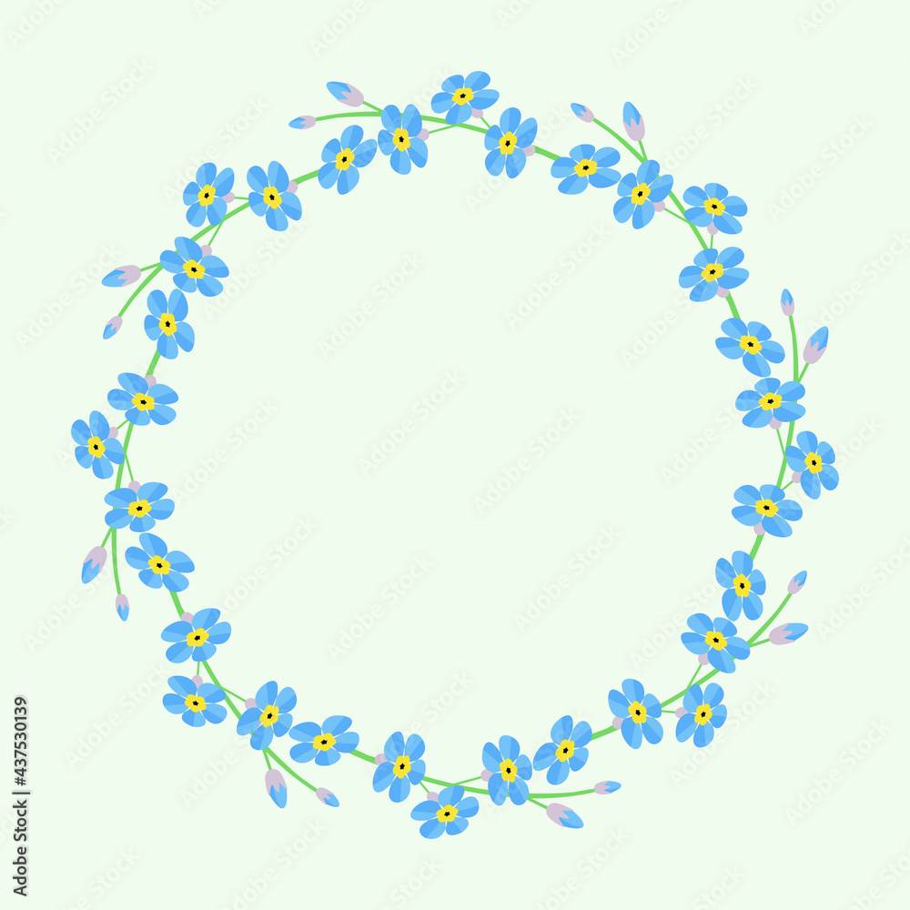 Forget-me-not flowers wreath.