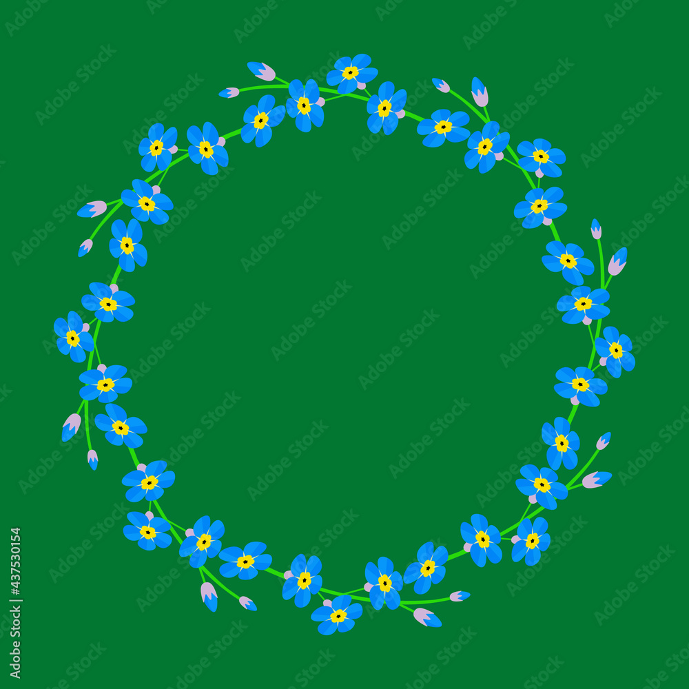 Obraz premium Forget-me-not flowers wreath.
