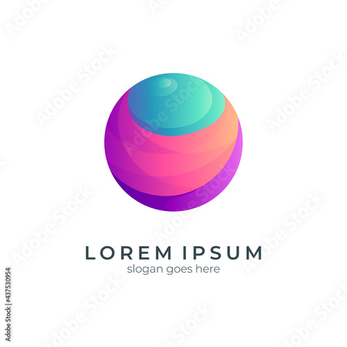 Abstract circle sphere gradient color logo design template
