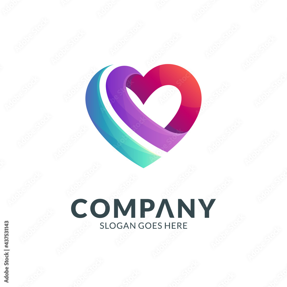 Simple heart gradient logo Simple heart gradient logo