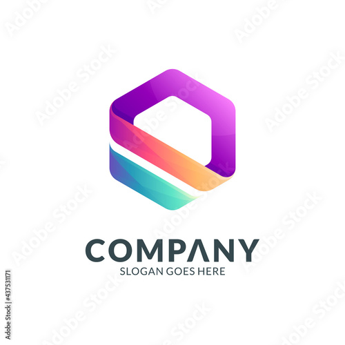 Abstract hexagon logo template
