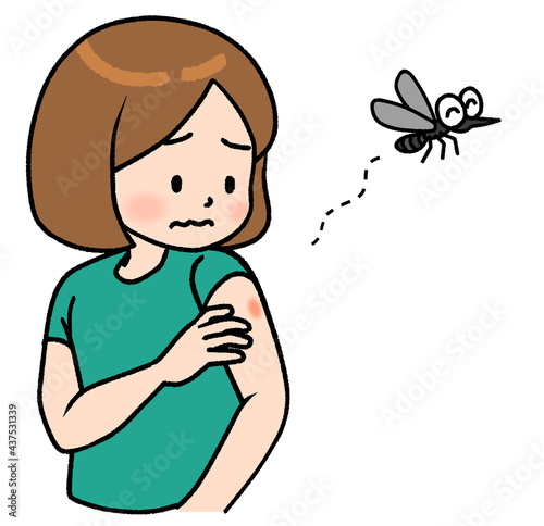 腕を虫に刺された女の子のイラスト