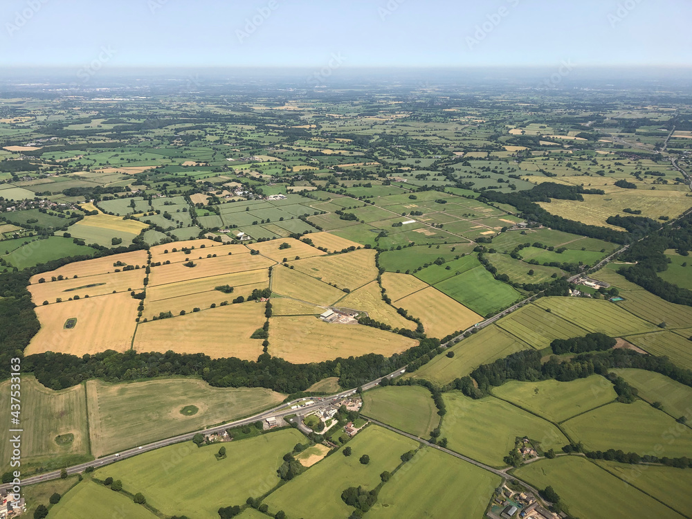 UK countryside viewed from flight