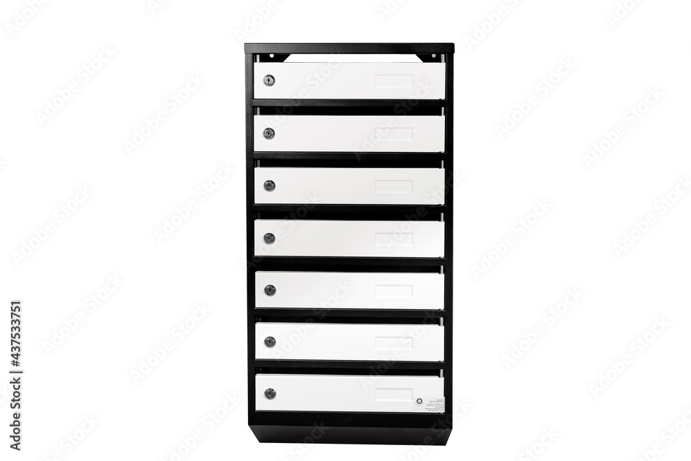 Mail boxes filled of leaflets and letters. Shallow DOF,Mailboxes and Lock in Rows at Entrance Mail boxes filled of leaflets and letters. Shallow DOF,Mailboxes and Lock in Rows at Entrance