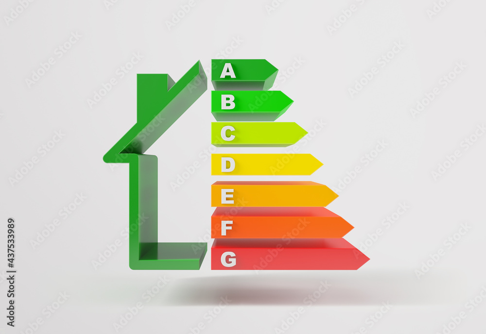 Energy efficiency chart at home. 3d rendering Energy efficiency chart at home. 3d rendering