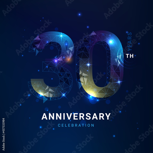 30 years anniversary logo template geometric line with star. Poster template for Celebrating 30th event