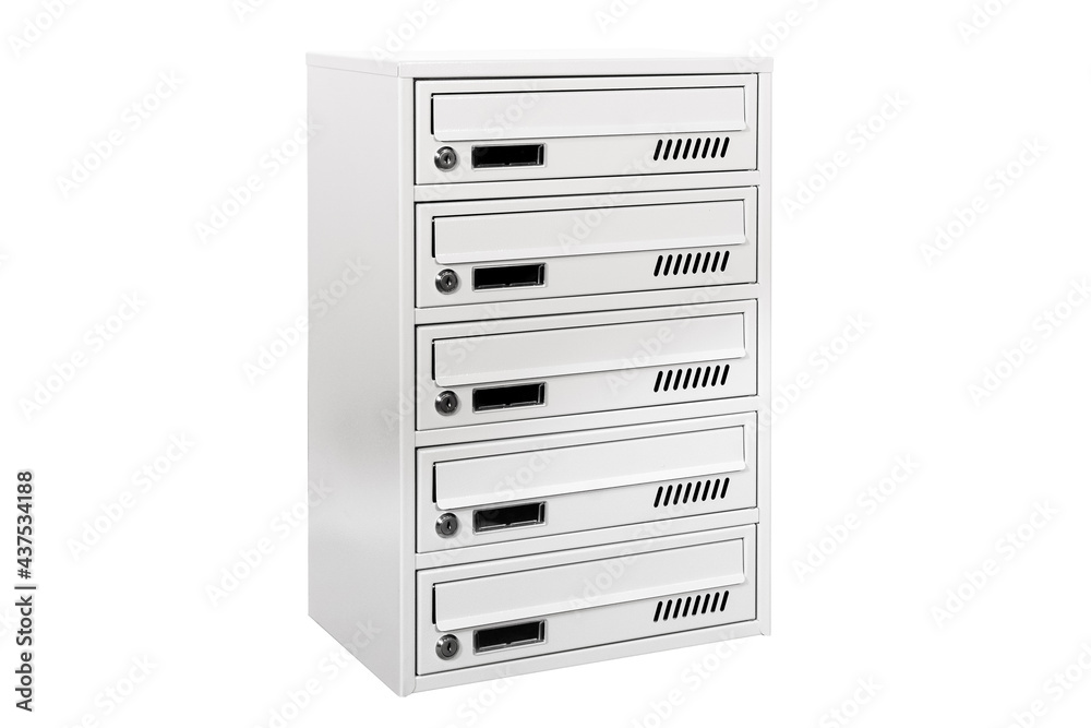 Mail boxes filled of leaflets and letters. Shallow DOF,Mailboxes and Lock in Rows at Entrance Mail boxes filled of leaflets and letters. Shallow DOF,Mailboxes and Lock in Rows at Entrance