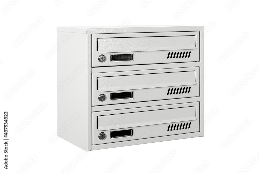 Mail boxes filled of leaflets and letters. Shallow DOF,Mailboxes and Lock in Rows at Entrance Mail boxes filled of leaflets and letters. Shallow DOF,Mailboxes and Lock in Rows at Entrance