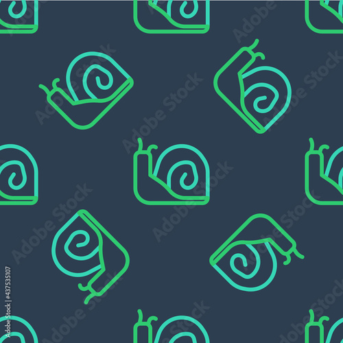 Line Snail icon isolated seamless pattern on blue background. Vector