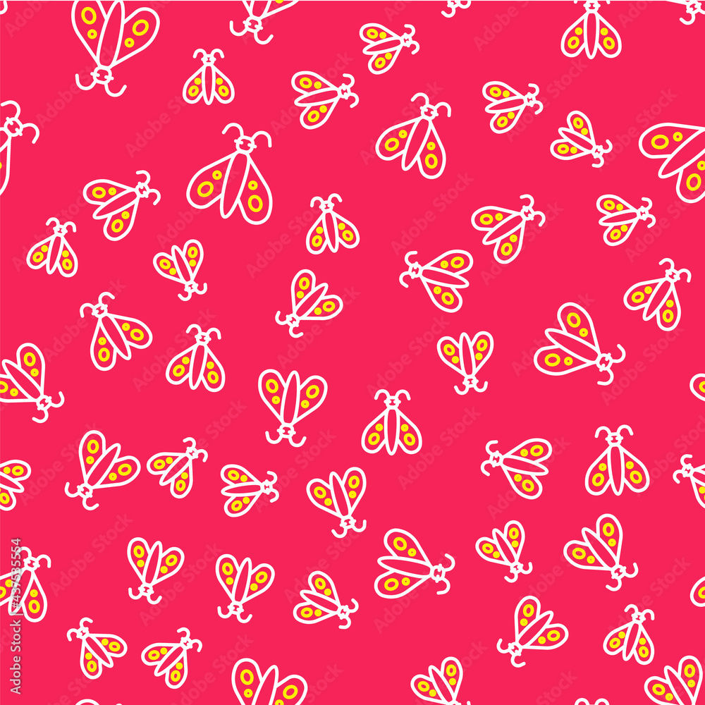 Line Butterfly icon isolated seamless pattern on red background. Vector Line Butterfly icon isolated seamless pattern on red background. Vector