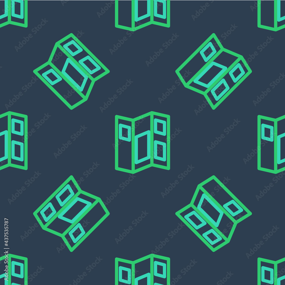 Line Museum guide brochure icon isolated seamless pattern on blue background. Exhibition guidebook. Flyer, booklet, leaflet print. Vector Line Museum guide brochure icon isolated seamless pattern on blue background. Exhibition guidebook. Flyer, booklet, leaflet print. Vector