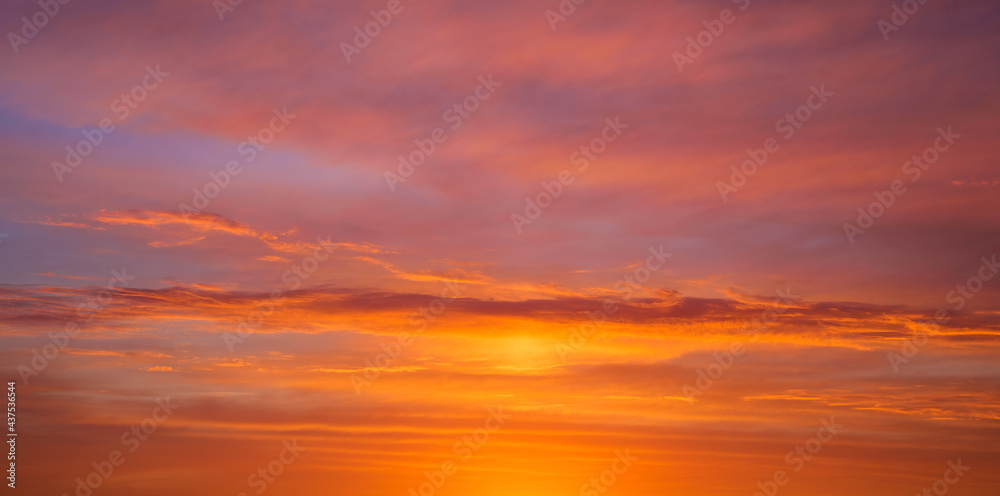 high resolution replacement sky - golden hour sky with red orange and yellow clouds