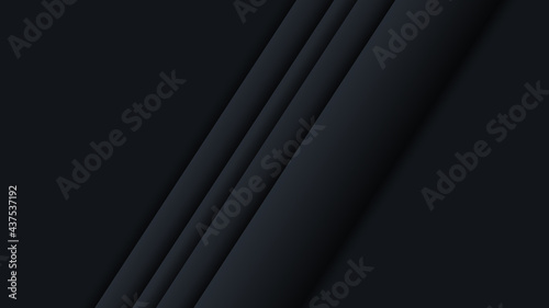 Dark deep black dynamic abstract vector background with diagonal lines. Modern creative halftone premium gradient. 3d cover of business presentation banner for sale event night party. Soft shadow dots