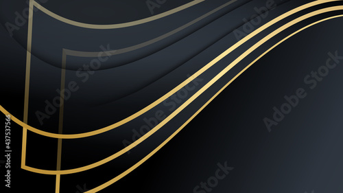 Abstract luxurious black gold background. Modern dark banner template vector with geometric shape patterns . Futuristic digital graphic design