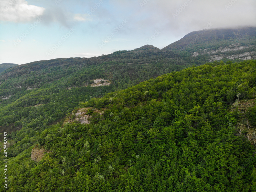Pasiega Mountains in the north of Spain from a Drone view