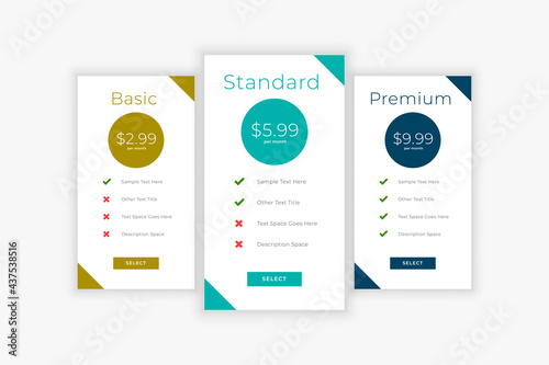 template design of website pricing table