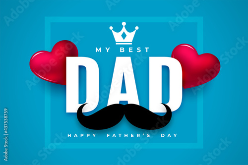 realistic happy fathers day blue card