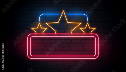 stars neon frame with text space