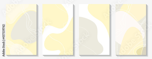 Abstract background. A set of sales covers. Gray, yellow, light gray, white. Smooth lines. Uneven spots. Vector illustration. Use to decorate books, notebooks, planners, flyers, calendars, etc. Eps 10