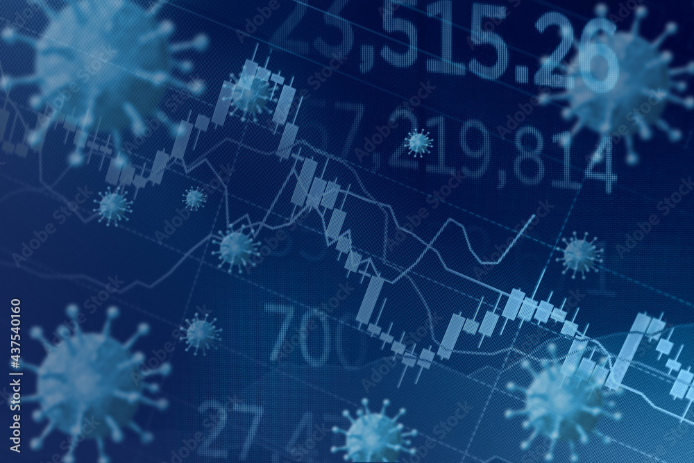 Obraz premium パンデミックと経済への影響