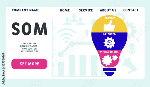 Vector website design template . SOM - Service Oriented Management acronym. business concept. illustration for website banner, marketing materials, business presentation, online advertising.