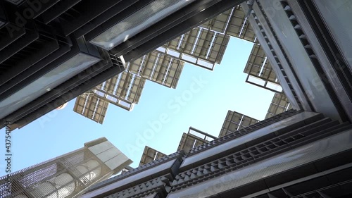solar panels on the roofs of a house in a modern building. Masdar City Abu Dhabi UAE