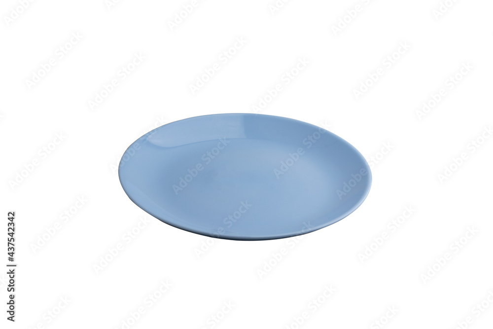 Blue empty plate on isolated, white background Blue empty plate on isolated, white background