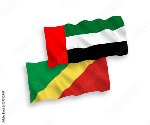 Flags of Republic of the Congo and United Arab Emirates on a white background