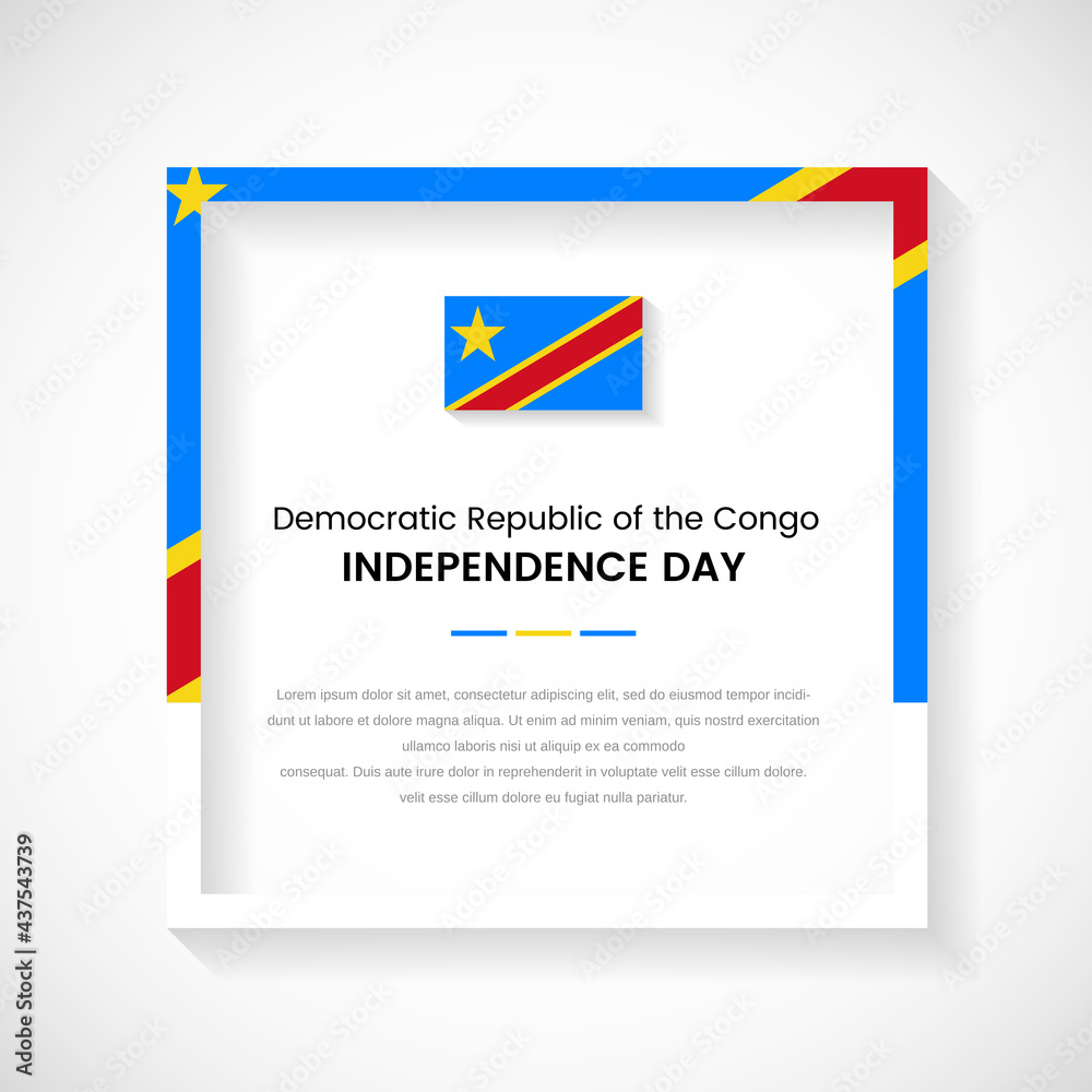 Abstract flag square frame stock illustration. Creative country frame with text for Independence day of Democratic Republic of the Congo Abstract flag square frame stock illustration. Creative country frame with text for Independence day of Democratic Republic of the Congo