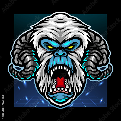 Yeti head mascot. esport logo design