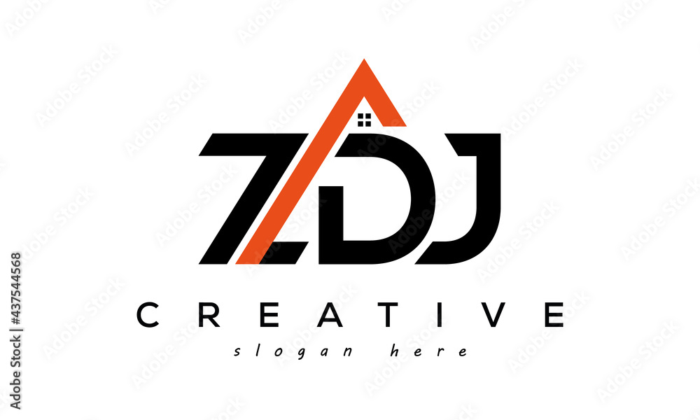 initial ZDJ letters real estate construction logo vector - obrazy, fototapety, plakaty 