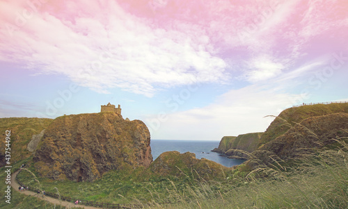 Dunnotar castle in summer 2018, Scotland United Kingdom, for background, banner.