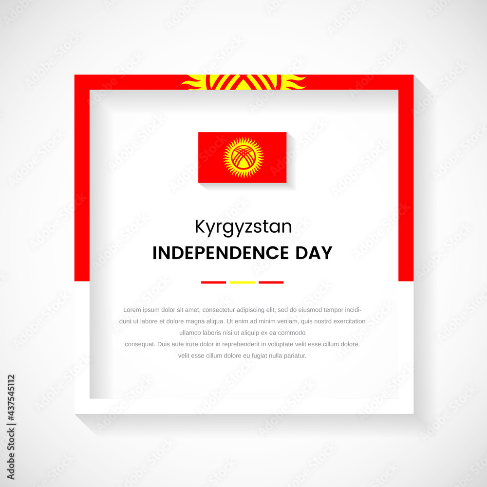 Abstract Kyrgyzstan flag square frame stock illustration. Creative country frame with text for Independence day of Kyrgyzstan Abstract Kyrgyzstan flag square frame stock illustration. Creative country frame with text for Independence day of Kyrgyzstan