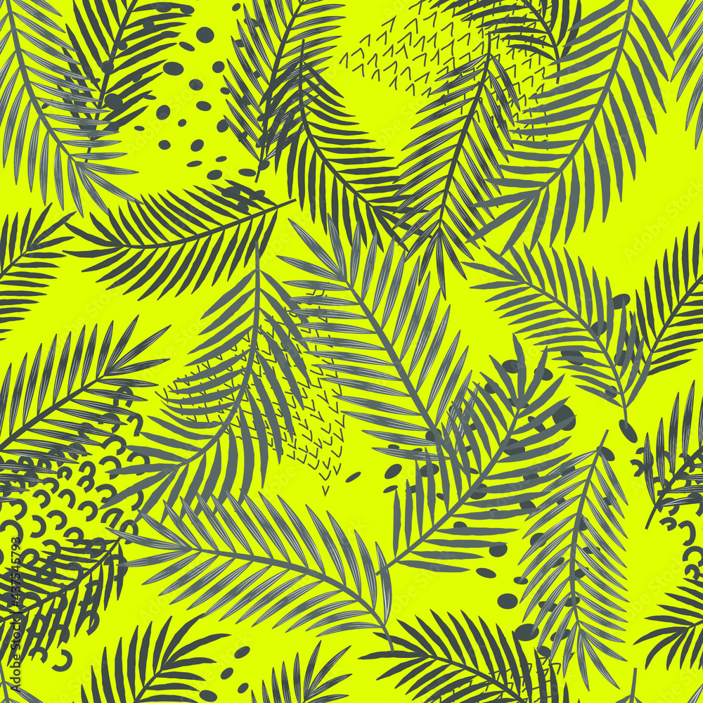 Abstract palm leaves for decorative design. Design spring tree illustration. Summer vector illustration.
