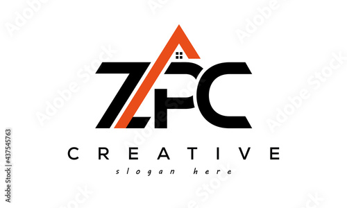 initial ZPC letters real estate construction logo vector
