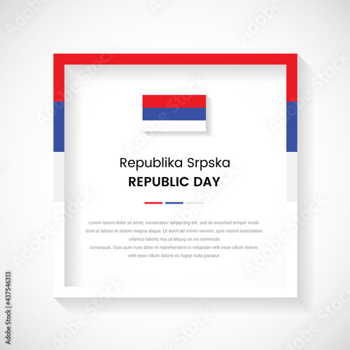 Abstract Republika Srpska flag square frame stock illustration. Creative country frame with text for Republic day of Republika Srpska