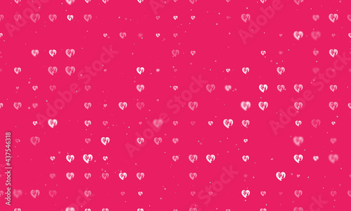 Seamless background pattern of evenly spaced white mom with baby symbols of different sizes and opacity. Vector illustration on pink background with stars