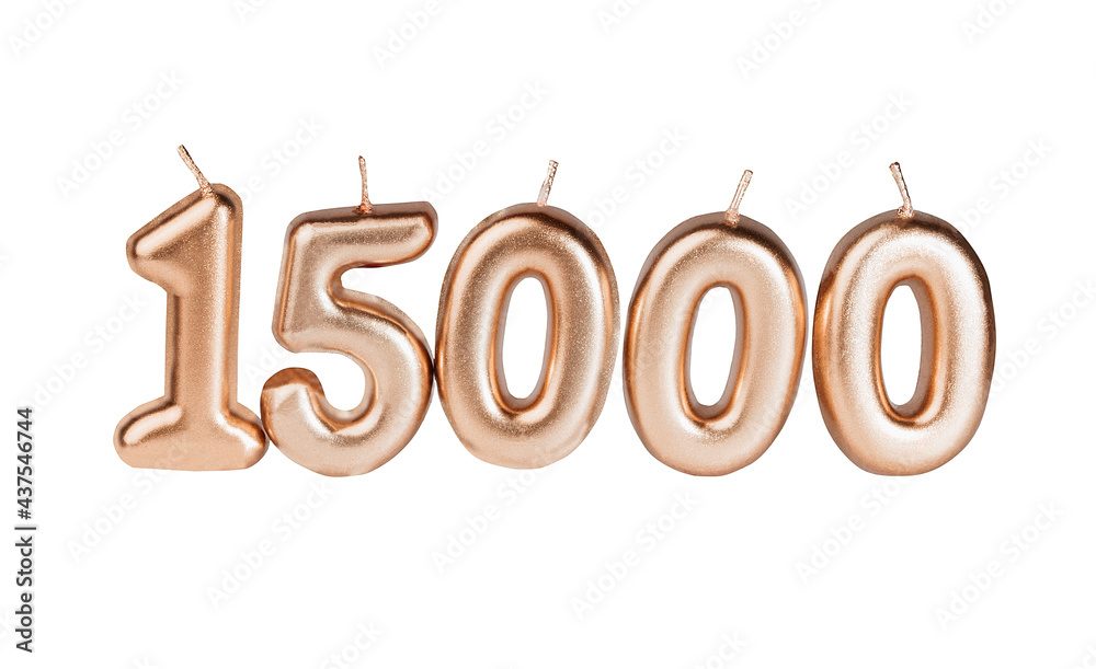 15000 followers card isolated on white with clipping path 