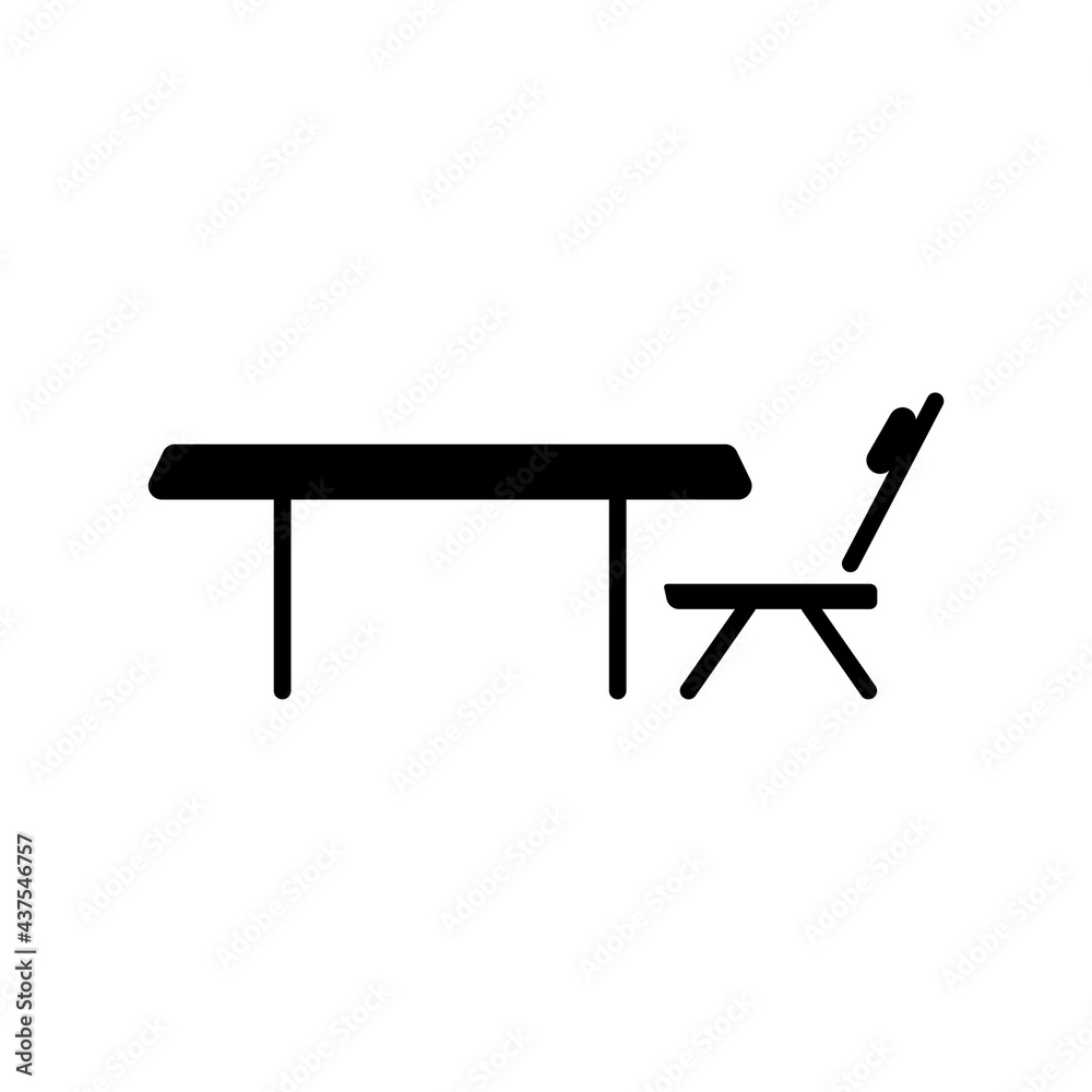 Table and chair design. Glyph icon style. simple illustration. Editable stroke. Design template vector Table and chair design. Glyph icon style. simple illustration. Editable stroke. Design template vector