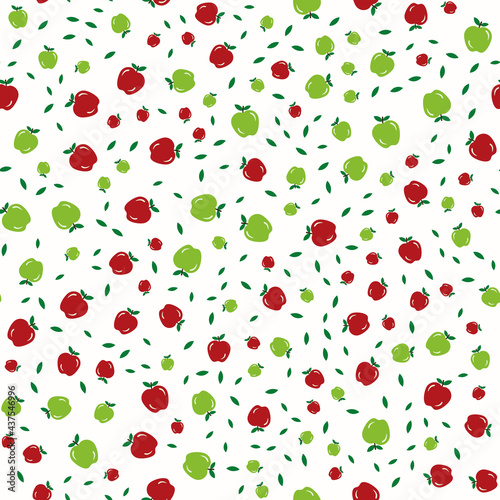 Beautiful apple patern in white. Vector image.