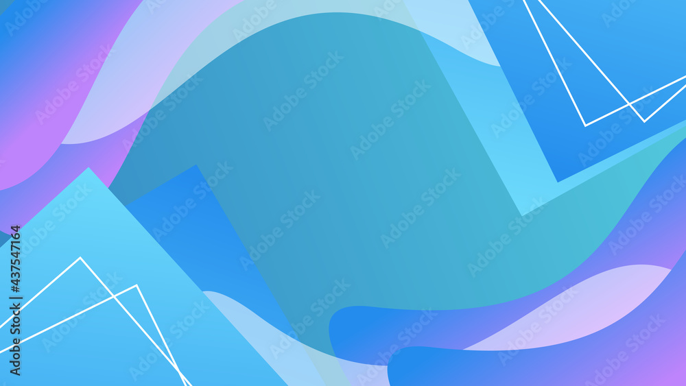Abstract blue vector background with wave and geometric shapes