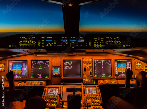 Konstfotografi Cockpit night Controls