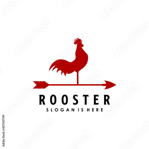red rooster compass weather vane weathercock wind village farm old symbol sign logo design vector