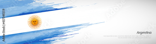 Abstract happy independence day of Argentina with creative watercolor national brush flag background