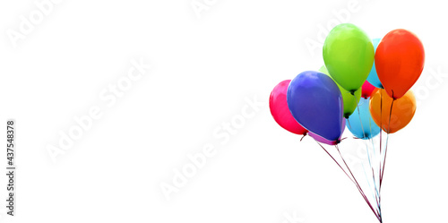 Colorful balloons isolated on white, banner, header, panorama, headline, copy space