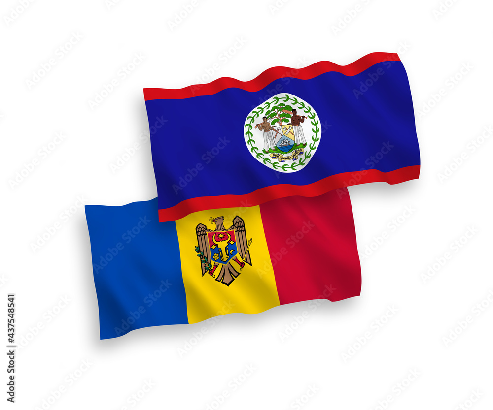 Flags of Belize and Moldova on a white background Flags of Belize and Moldova on a white background